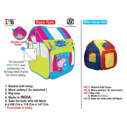 Peppa Pig Print Big Pop Up Playhouse Tent- Multi colour image 5