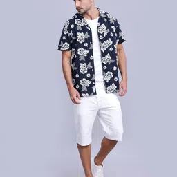 Tommy Hilfiger Men Regular Fit Cuban Collar Floral Printed Cotton Casual Shirt-image-17