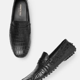 Kenneth Cole Men Leather Croc Textured Driving Shoes-57