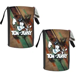 prettykrafts Brown & Green 2 Pieces Printed Laundry Bags 45L each-91