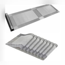 Baskety 9Pc Grey Heat Resistant Placemats & Table Runner Set-45