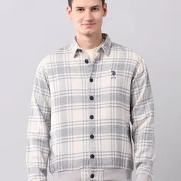 U.S. Polo Assn. Denim Co. Men Checked Shirt Collar Cotton Casual Sweatshirt-image-23