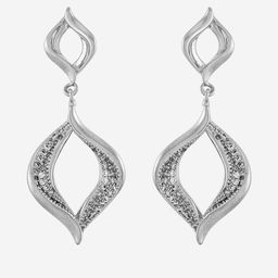 Kushal's Fashion Jewellery Rhodium-Plated Geometric Shaped Zircon Studded Drop Earrings-picture-27