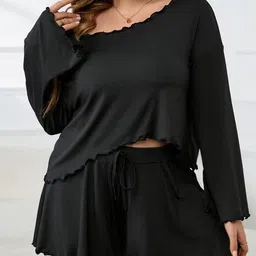 LULU & SKY Plus Size Long Sleeve Top & Shorts Night Suit-picture-23