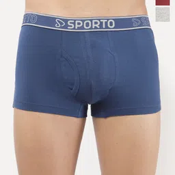 Sporto by Macho Pack Of 4 Super Combed Cotton Mid-Rise Short Trunks-picture-13