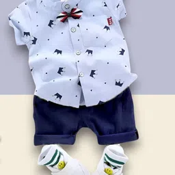 Woxaa Kids Printed Short Sleeves Shirt With Shorts-image-47