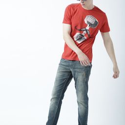 Huetrap Men Red Printed Round Neck T-shirt-image-82