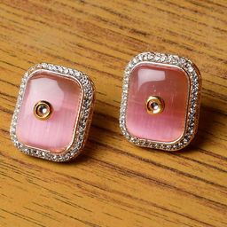 GRLIE Cubic Zirconia Studded Square Studs-25