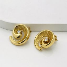 ANJNI CREATION Gold-Plated Cubic Zirconia Stone Studded Contemporary Shaped Studs-56