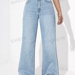 BAESD Women Comfort Wide Leg Light Fade Stretchable Jeans-image-87