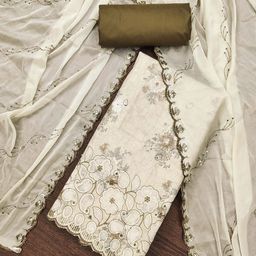 MANVAA Floral Embroidered Sequinned Cemric Cotton Unstitched Dress Material-image-19