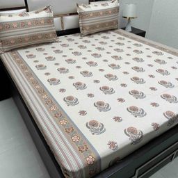 Pure Decor White & Red Floral 400 TC Queen Bedsheet with 2 Pillow Covers-image-51