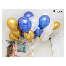 Balloon Junction Metallic Balloons Pack of 51 - Dark Blue Gold White-image-57