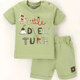 Mini Taurus Sinker Half Sleeves Shorts Sets Little Adventure Print - Green-picture-28