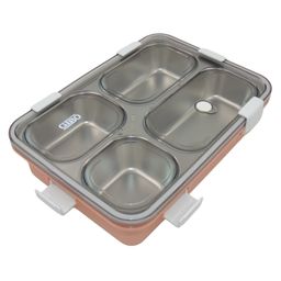 Sanjary 4 Compartments Stainless Steel Lunch Box with Spoon and Fork 900ML-picture-20