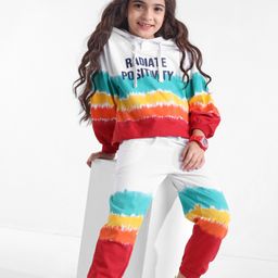 Ollington St. 100% Cotton Winter Wear Co-Ord Set Of Full Sleeves Hoodie And Joggers In Tie And Dye Print - Multicolor-picture-2