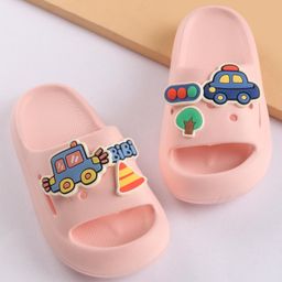 Oh! Pair Slip On  Clogs with Car Applique - Pink-image-5