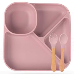 Bembika Baby Feeding Essential Baby Dinner Set Silicone Tableware Set for Baby Pack Of  3 - Rosewood-6