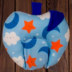 Mittenbooty Apple-shaped Rai Pillow in Cloud Print-Blue-picture-2