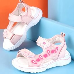 Cute Walk by Babyhug Slip On Sandals with Velcro Closure - Water Red-image-75