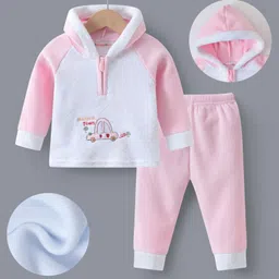 Kookie Kids Full Raglan Sleeves Hooded T-Shirt & Pyjama Set - Pink-picture-6