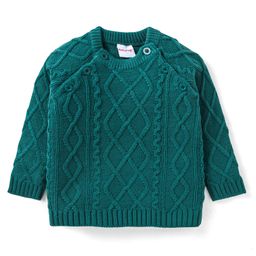 Babyhug Knit Full Raglan Sleeves Pullover Sweater with Cable Knit Design - Teal Blue-image-97