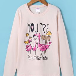 Tango Single Jersey Full Sleeves T-Shirt With Flamingo Print - Pink-image-58