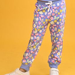 Anthrilo Fleece Butterfly Floral Printed Joggers - Blue-picture-36