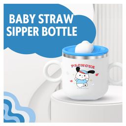 LuvlittleStainless Steel Hot & Cold Sipper Bottle for Kids/Double Wall & Vacuuming/Sipper Cups with Straw/Travelling Water Bottle for Kids with Straw (White) - 280 ml-picture-28