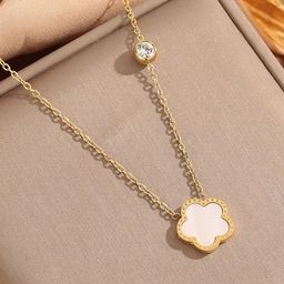 MYKI Gold-Plated Stainless Steel Floral Necklace-10