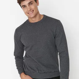 Trendyol Men Solid Round Neck Sweatshirt-picture-4