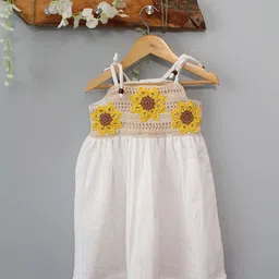 Woonie Girls Cotton Crochet Fit & Flare Dress-picture-45
