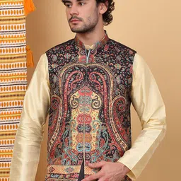 KRAFT INDIA LUXE Paisley Printed Woven Nehru Jackets-image-63