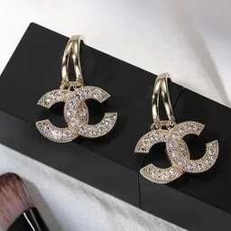 BEYTER Stainless Steel Gold-Plated Cubic Zirconia Studded Contemporary Drop Earrings-6