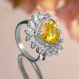 Rubans Rhodium-Plated Sapphire & Cubic Zirconia Studded Adjustable Finger Ring-picture-26
