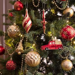 Little Surprise Box LLP 60 Pcs Red Campavan Themed Christmas Balls Tree Hanging-image-99