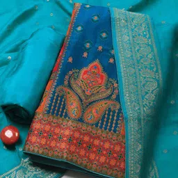 Meena Bazaar Women Art Silk Unstitched Dress Material-image-21