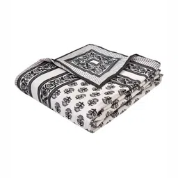 Sangria Grey & White Ethnic Motifs Printed Pure Cotton 150 GSM Double Bed Size Dohar-image-34