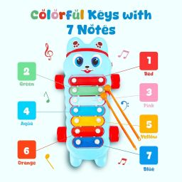 Toy Pull Along Xylophone Piano Toy - Educational Musical Instrument for Kids-16