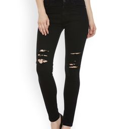 Miss Chase Women Black Slim Fit High-Rise Mildly Distressed Jeans-image-84