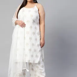 Divena Women White Ethnic Motifs Printed Regular Pure Cotton Kurta with Palazzos & With Dupatta-picture-27