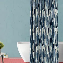 ArtzFolio Beige & Blue Abstract Printed Waterproof Shower Curtain-16