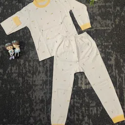 Zankhi Kids-Unisex Yellow Pure Cotton Clothing Set-image-60