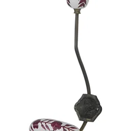 IndianShelf White and Maroon Floral Printed Iron Wall Hook-image-71