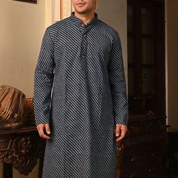 Ethnic India Leheriya Mandarin Collar Pure Cotton Straight kurta-image-17