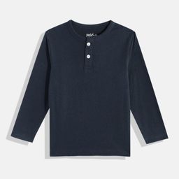 METRO KIDS COMPANY Boys Navy Blue Solid Henley Neck T-shirt-image-20