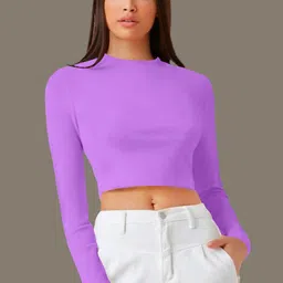 Dream Beauty Fashion Women Round Neck Long Sleeves Crop Fitted Top-picture-4