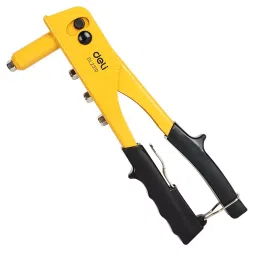 DELI 10 inch (25.4 cm) Heavy Duty Cr-Mo Alloy Steel Hand Riveter with 2.4-4.8 mm Replaceable Nozzles, DL2310-4