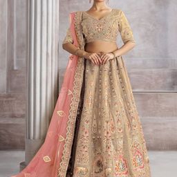ODETTE Embroidered Banarasi Silk Semi-Stitched Lehenga & Unstitched Blouse With Dupatta-picture-20
