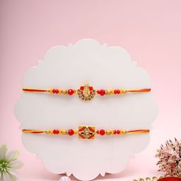 Myntra Elegant Homes Set Of 2 Artificial Beaded Thread Rakhi With Roli Chawal & Card-image-43